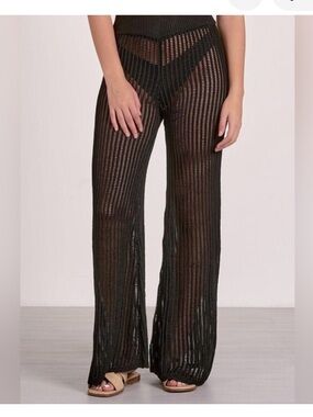 New! Sensea Black Wide-Leg Knit Pants